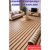 Renkli Duvarlar 60cmx280cm 1 Adet Yapışkanlı Rulo Açık Kahve Lambiri Desenli Duvar ve Yer Paneli Kağıt Mineflo YG005
