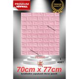 Renkli Duvarlar 70cm x 77cm 1Adet Yapışkanlı Pembe Sünger Duvar Paneli 3D Kabartmalı Ofis Karavan Salon Duvar Kağıdı