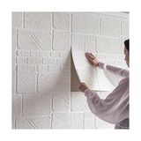 Renkli Duvarlar 70CMX70CM Dekoratif Kendinden Yapışkanlı Taş Ev Tuğla Kesme Taş Duvar Paneli Kağıdı Köpük NW209 - Beyaz - Kareli - 70 x 70 cm