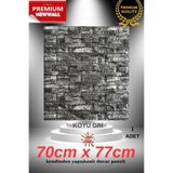 Renkli Duvarlar 70x77cm 1Adet Yapışkanlı Koyu Gri Sünger Duvar Paneli 3D Kabartmalı Karavan Salon Duvar Kağıdı Nw60