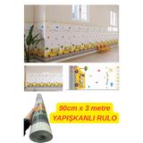 Renkli Duvarlar 90cmx 3 Metre Rulo Kendinden Yapışkanlı Duvar Paneli Kağıdı Kreş Anaokulu Bebek Odası Koruma Yalıtım
