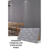 Renkli Duvarlar Beden Seçenekli Gri Kendinden Yapışkanlı Duvar Kağıdı Kaplama Paneli Köpük Esnek Ofis Ev Duvar