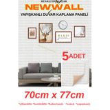 Renkli Duvarlar Beyaz Tuğla Desen 5 Adet 70cmx77cm Kendinden Yapışkanlı Duvar Paneli Kağıdı