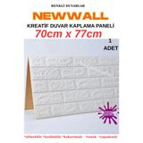 Renkli Duvarlar Dekoratif Kendinden Yapışkanlı 3d Tuğla Sünger Duvar Paneli Kağıdı Beyaz 77*70 Cm 0,53m2 1 Adet
