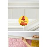 Renkli Duvarlar Ekru Kırık Beyaz 8cm X 225cm 4 Adet Yapışkanlı Çıta Çerçeve Esnek Süpürgelik