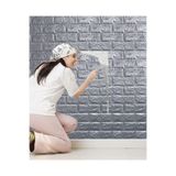 Renkli Duvarlar Kendinden Arkası Yapışkanlı Silinebilir 3D Gri Tuğla Desen Duvar Kağıdı Panel 70x38cm NW02