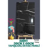 Renkli Duvarlar Kendinden Yapışkanlı 1 Adet 30x60cm Siyah Mermer Desenli Esnek Banyo Wc Duvar Paneli Kağıdı NWYP11