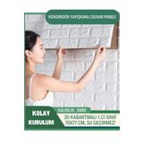 RENKLİ DUVARLAR Kendinden Yapışkanlı 3d Tuğla Duvar Paneli Beyaz 77 * 70 Cm 0,53m2
