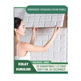 RENKLİ DUVARLAR Kendinden Yapışkanlı Esnek Sünger Beyaz Tuğla Duvar Kağıdı Paneli