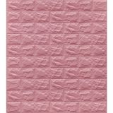 Renkli Duvarlar Kendinden Yapışkanlı Esnek Sünger Tuğla Desen Pembe Duvar Paneli - 70 x 77 cm