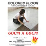 RENKLİ DUVARLAR Kendinden Yapışkanlı Yer Zemin ve Duvar Kaplama Paneli Arkası Kauçuklu 60X60cm Floor Pvc Panel 6216