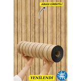 Renkli Duvarlar Lambiri Efekt Kendinden Yapışkanlı Açık Kahverengi Lambiri Desenli Duvar Paneli Kağıdı YG005