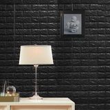 Renkli Duvarlar NW06-70X500CM Kendinden Yapışkanlı Siyah Tuğla Desen 3D Duvar Kağıdı Paneli Tek Parça - 70 x 500 cm