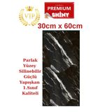 Renkli Duvarlar Nwyp11 Siyah Mermer Shiny Yapışkanlı 1 Adet 30x60cm Desenli Esnek Banyo Wc Duvar Kaplama Paneli