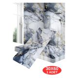 Renkli Duvarlar Shiny Blue Gold Mermer Desenli 60x30cm Yapışkanlı Mutfak Banyo Kaplama Duvar Paneli Kağıdı TX-6969