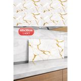 Renkli Duvarlar Shiny Gold Mermer Desenli 60x30cm Yapışkanlı Mutfak Banyo Kaplama Duvar Paneli Kağıdı TX-077