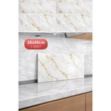 Renkli Duvarlar Shiny Sade Gold Mermer Desenli 60x30cm Yapışkanlı Mutfak Banyo Kaplama Duvar Paneli Kağıdı TX-076