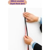 Renkli Duvarlar Siyah Kendinden Yapışkanlı 1 Adet 0.8mm x 280CM Duvar, Mobilya Kenar Dekoratif Koruma Şerit Çıta - 100 x 280 cm