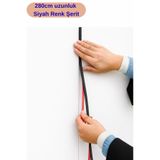 Renkli Duvarlar Siyah Kendinden Yapışkanlı 1 Adet 0.8mm x 280cm Duvar, Mobilya Kenar Dekoratif Koruma Şerit çıta