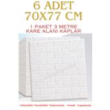 Renkli Duvarlar Yapışkanlı Sünger Beyaz Tuğla Duvar Kağıdı Kaplama Paneli 70x77 cm 6 Adet