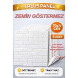 Renkli Duvarlar Zemin Göstermez 6 ADET 70x77 cm 2mm Kendinden Yapışkanlı Sünger Beyaz Tuğla Duvar Paneli Kağıdı Plus