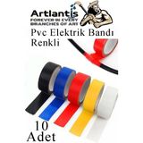 Renkli Elektrik Bandı 10 Adet Pvc Izolo Bant Elektrikçi Bandı Su Geçirmez Isıya Dayanıklı Yalıtım Bandı - Standart - 18mm