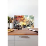 Renkli Eskitme Cam Kesme Tahtası, Silikon Ayaklı, Isıya Kırılmaya Dayanıklı ,sunum Kesme Tablası - 30 x 45 cm