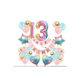 Renkli Folyo Balon Rakam Set Dogum Günü Süsü Yaş 13