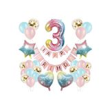 Renkli Folyo Balon Rakam Set Dogum Günü Süsü Yaş 3