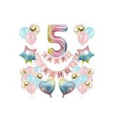 Renkli Folyo Balon Rakam Set Dogum Günü Süsü Yaş 5