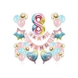 Renkli Folyo Balon Rakam Set Dogum Günü Süsü Yaş 8