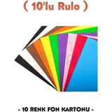 Renkli Fon Kartonu 50X70 cm 10 Renk Karışık Paket Rulo Fon Kartonu - Çok Renkli