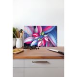 Renkli Fraktal Çiçek Cam Kesme Tahtası, Silikon Ayaklı Isıya Kırılmaya Dayanıklı Sunum Kesim Tablası - 30 x 45 cm