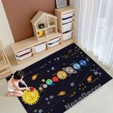Renkli Galaksi Yıldızı ve Gezegenler Dikdörtgen Alan Halı Oturma Odası Yatak Odası Çocuk Oyun Halısı Pamuk Dokuma Taban (150 x 230 cm)