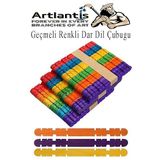 Renkli Gecmeli Dil Cubugu Dar 150 Li 1 Paket Centikli Tirtikli Gecirmeli Eklemeli Renkli Dondurma Cubugu Kesik Uclu Ahsap Cubuk