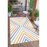 Renkli Geometrik Çizgili Baskılı Kaymaz Yıkanabilir Salon Oturma Odası Mutfak Balkon Halısı 200 X 300 Cm Çok Renkli