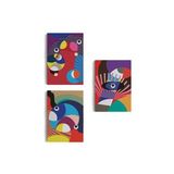 Renkli Geometrik Desenli Pop Art 3 lü Kanvas Duvar Tablo Seti-AO-14