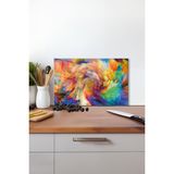 Renkli Girdap Cam Kesme Tahtası, Silikon Ayaklı, Isıya Kırılmaya Dayanıklı, Sunum Kesim Tablası - 23 x 35 cm