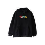 Renkli Gitar Penası Baskılı Siyah Hoodie