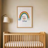Renkli Gökkuşağı Çocuk Odası Duvar Posteri Çerçeveli Tablo Duvar Dekorasyonu - 30 x 40 - Ahşap Çerçeveli