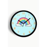 Renkli Gökkuşağı Çocuk Odası Duvar Saati - 25cm - Önü Camlı Siyah Kasa - Sessiz Mekanizma, JH0838S25SKP