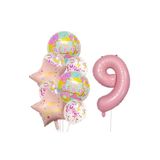 Renkli Happy Birthday Baskılı Folyo Yaş Balon Set 9, 65756455