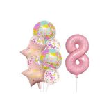 Renkli Happy Birthday Baskılı Folyo Yaş Balon Seti 8 Yaş, 65756455
