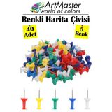 Renkli Harita Çivisi 20 Li 2 Paket Mantar Pano Raptiyesi Renkli Pano İğnesi Okul Büro Harita Çivisi Ofis Renkli