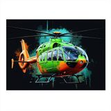 Renkli Helikopter Çizimi Model Mdf tablo 35cm X50cm