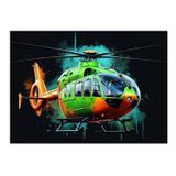 Renkli Helikopter Çizimi Model Mdf tablo 50cmX 70cm