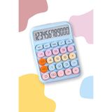 Renkli Hesap Makinesi - 12 Haneli Yuvarlak Tuşlu Mavi Renk Hesap Makinesi - 4 Fonksiyonlu Pil Hediye
