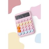 Renkli Hesap Makinesi - 12 Haneli Yuvarlak Tuşlu Mor Renk Hesap Makinesi - 4 Fonksiyonlu Pil Hediye - Çok Renkli