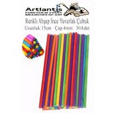 Renkli Ince Ahsap Yuvarlak Cubuk 15 Cm 30 Lu 1 Paket Okul Oncesi Sinif Tasarim Etkinlik Hobi