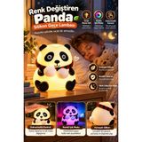 Renkli Işık Modlu Silikon Panda Gece Lambası Dokunmatik Kontrollü Sevimli Dekoratif - Lisinya